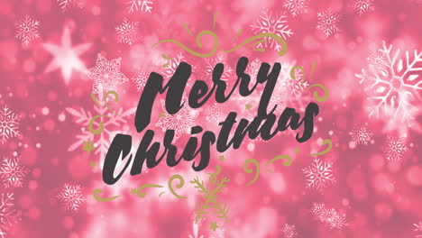 animación de felicitaciones de navidad texto sobre la nieve cayendo sobre fondo rojo