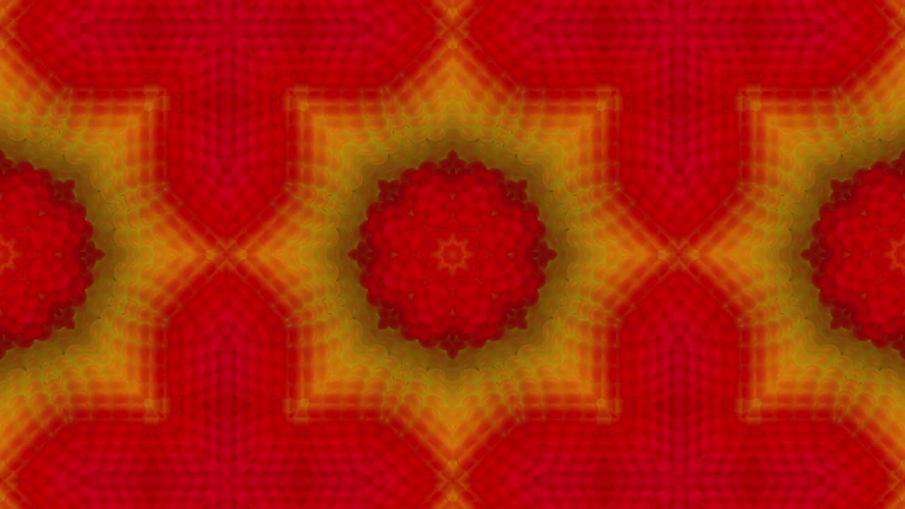 Sfondo decorativo astratto e ornato 3D in loop. Caleidoscopio ipnotico e di tendenza