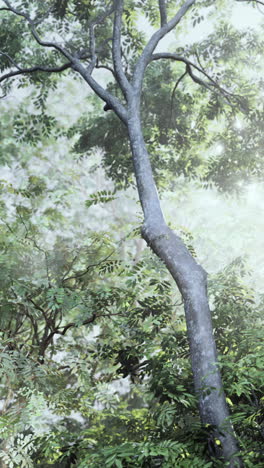 painting of forest with trees and bushes