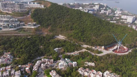 hong kong suburbs houses of sha tin area, aerial view.