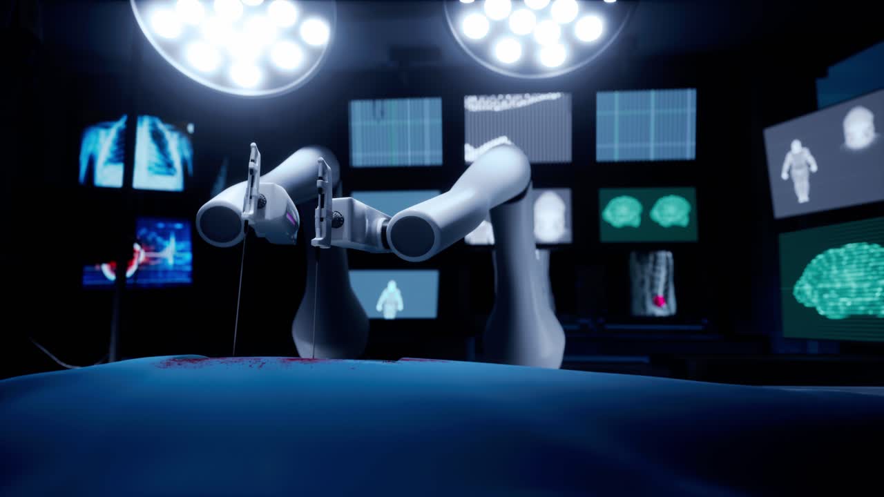 cirugía robótica en una sala de operaciones