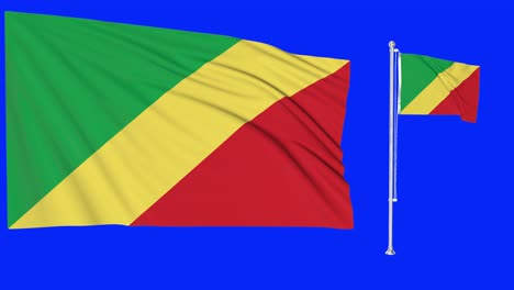 Green-Screen-Waving-Republic-of-the-congo-Flag-or-flagpole