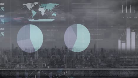 Animation-of-financial-data-processing-over-cityscape