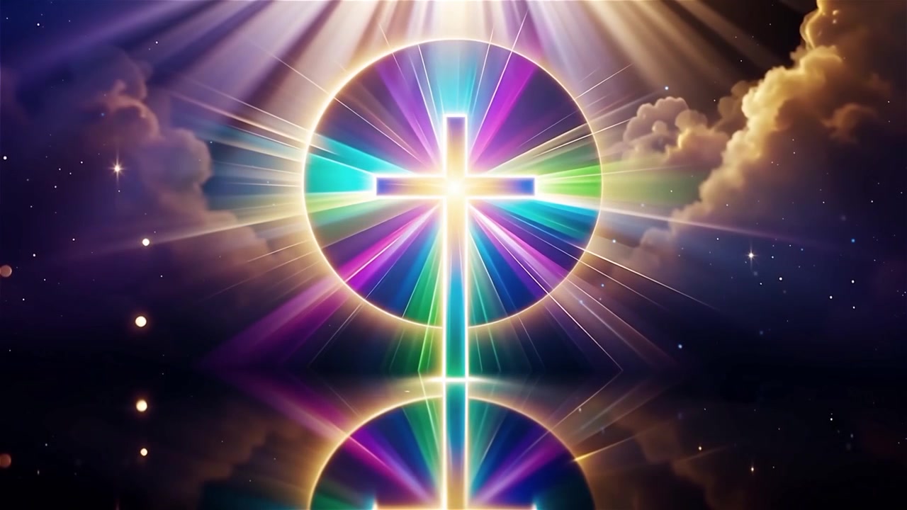 Christian Cross Heavenly Light Worship Background