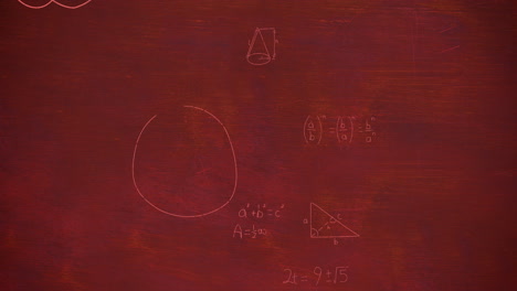 animación de ecuaciones matemáticas sobre un fondo rojo