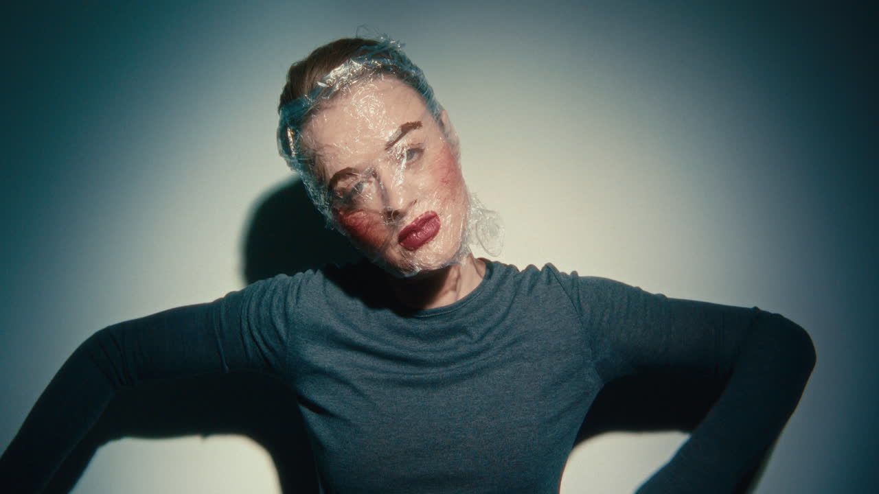 Woman in Plastic Wrap