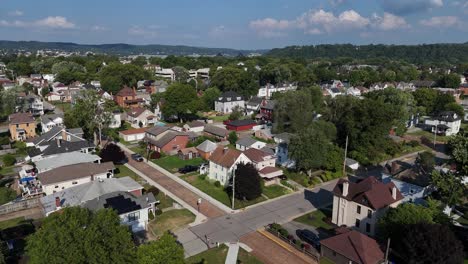 A-slow-forward-high-angle-aerial-view-of-a-typical-Pennsylvania-residential-neighborhood