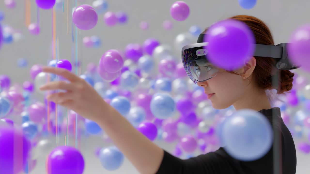 Immersive Virtual Reality Experience: Engaging with Colorful Spheres, Blending Innovation and Interaction in a Futuristic Environment with Cutting-Edge Technology