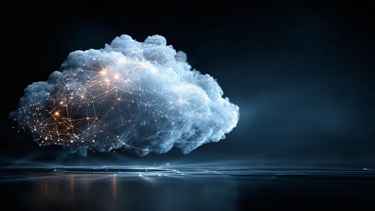 A Digital Cloud Spectacle: A Visualization of Connections and Innovation in Technology Showcasing the Fusion of Art and Science through a Stunning Cloud Formation
