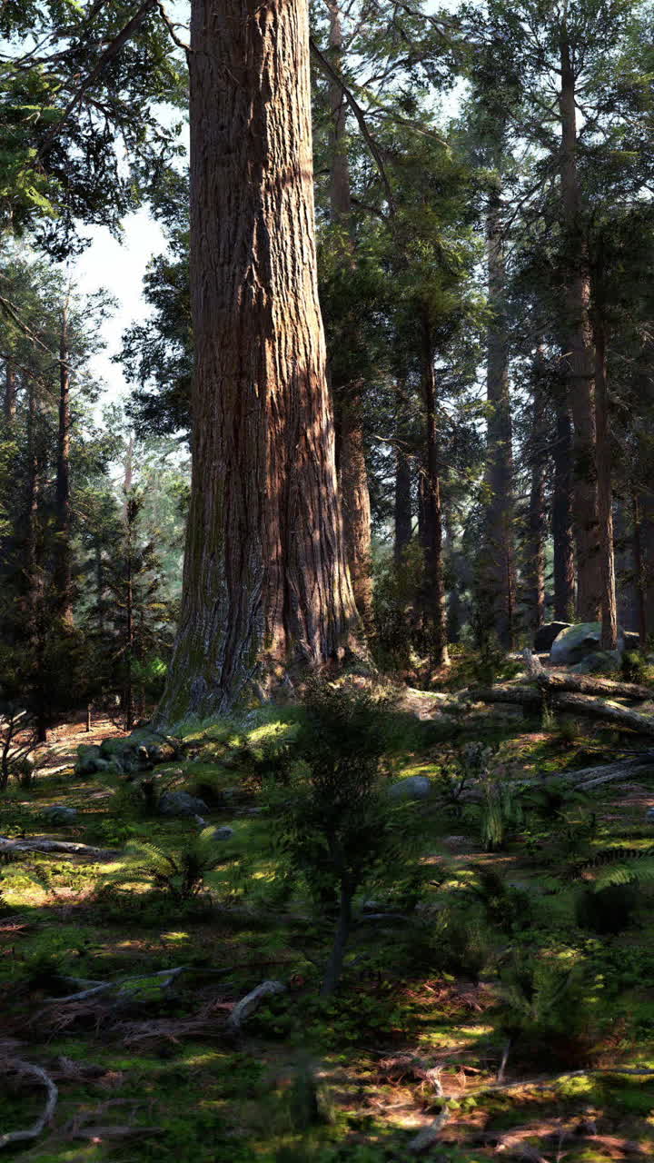 Alberi alti in una foresta verde lussureggiante