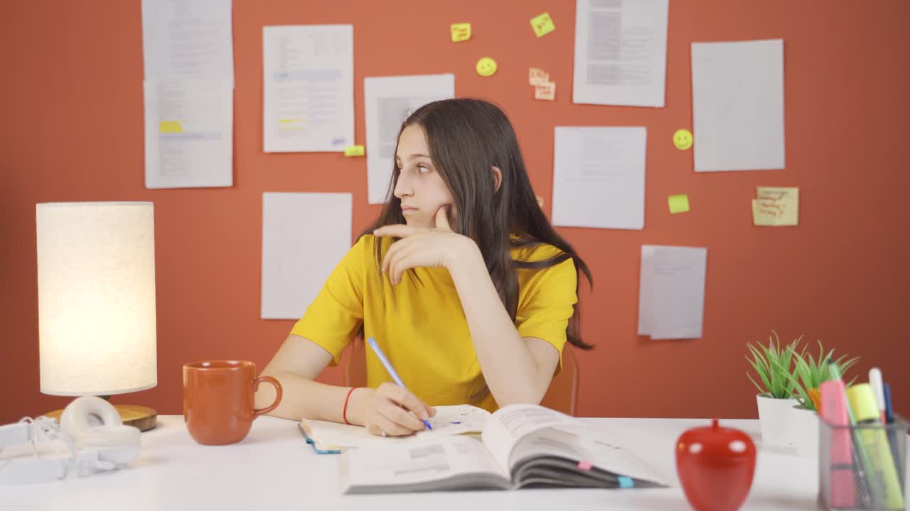 niña enfocada en el pensamiento.