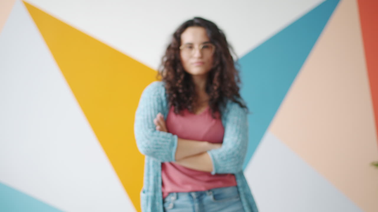 Woman with Curly Hair and Glasses