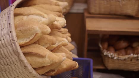 fresh baguettes in a basket