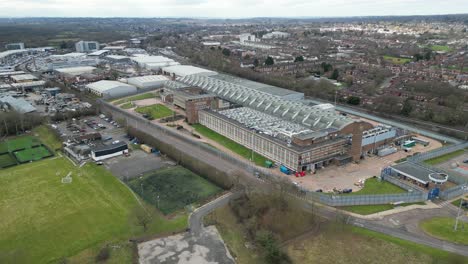 Royal-Mint-Printing-Works-in-Debden,-Essex-UK-drone-aerial-view