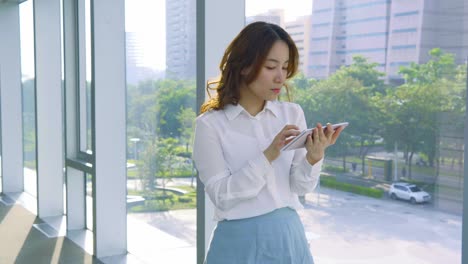 pretty asian businesswoman working