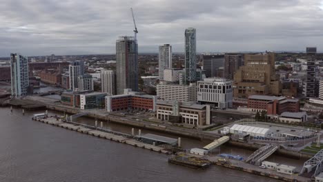 drone shot approaching buildings in liverpool city centre 02