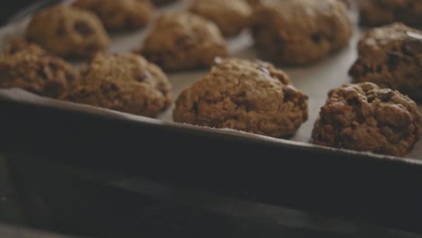 close up of baked cookies in a baking pan