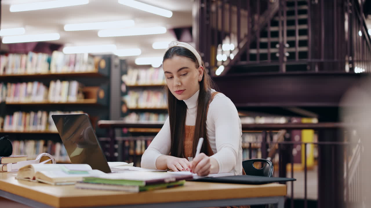 estudiante estudiando en la biblioteca