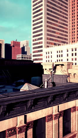 a view of the city skyline with skyscrapers and rooftops