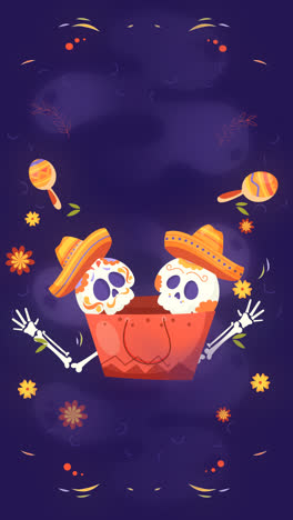 An-animation-of-Hand-drawn-flat-dia-de-muertos-sale-illustration