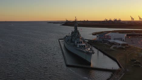 uss alabama at sunset in mobile alabama