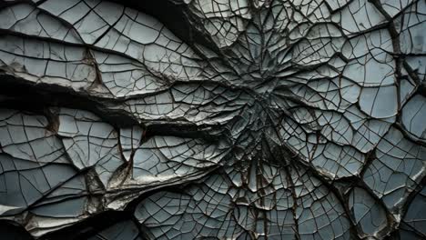 cracked surface with intricate patterns under dim lighting