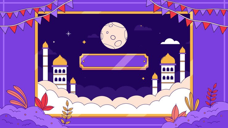 Islamic Night Scene with Mosques