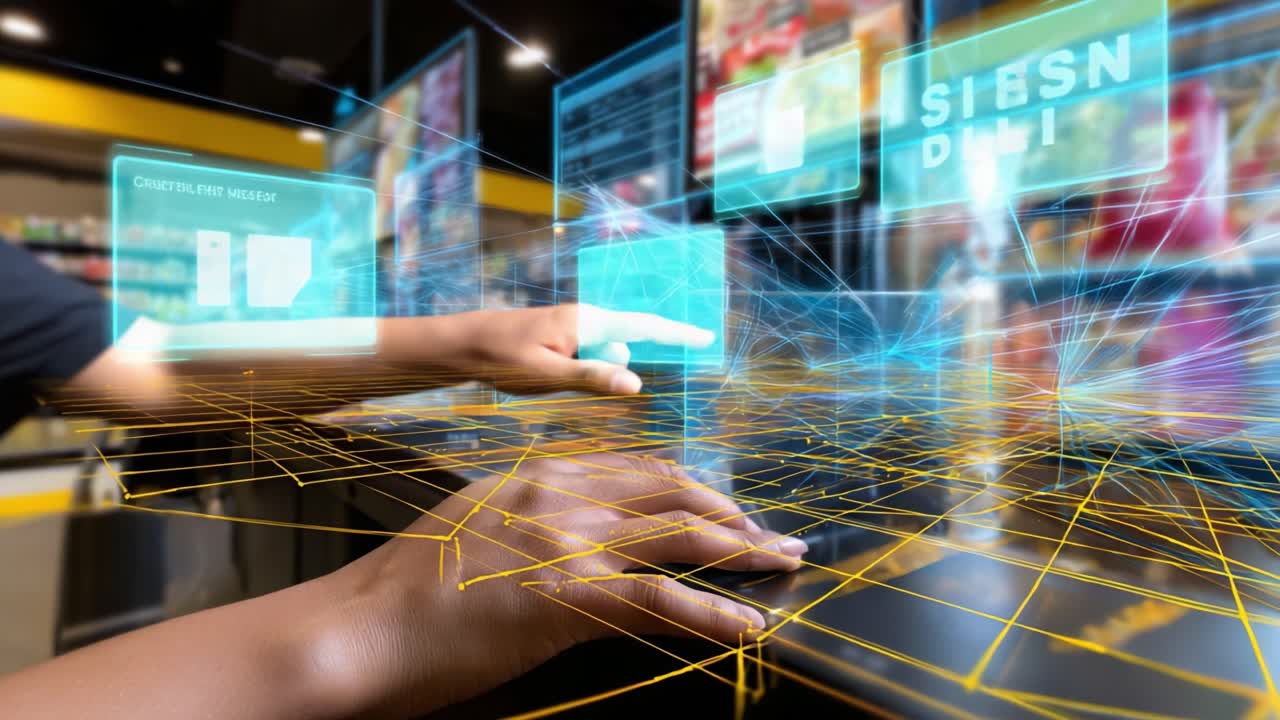 A Futuristic Interaction at a Digital Checkout: Exploring the Intersection of Technology and Consumer Experience in a Modern Retail Setting