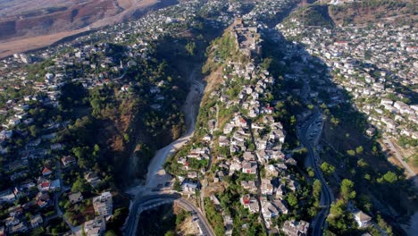 gjirokaster in albania, ancient city in the mountains with a castle