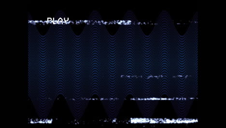 animation of text play, on video playback interface, with lines of white interference on black
