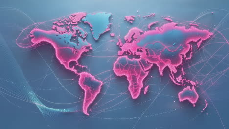 digital world map with glowing network connections
