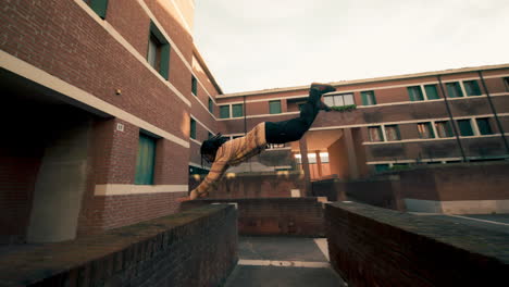 urban parkour in a brick city environment