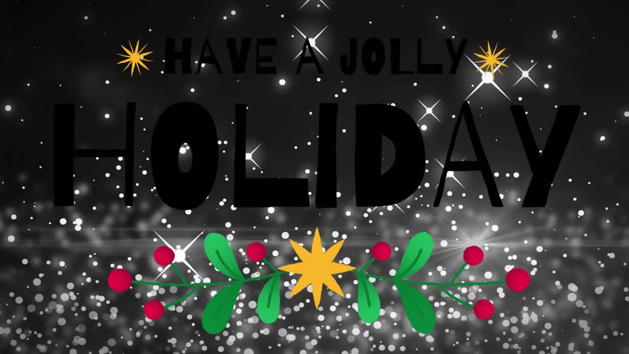 Sparkle drifting initiating text building festive greeting, branch rising, starbursts flaring