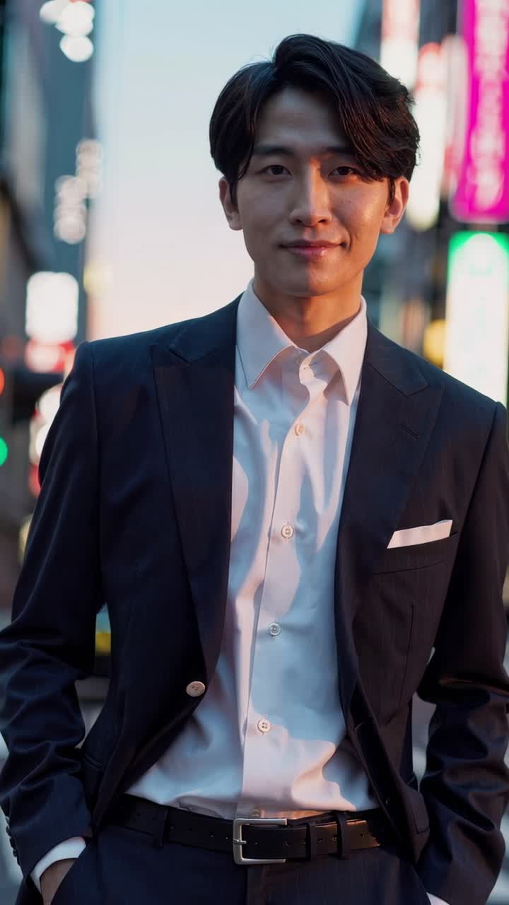 밤에 도시에서 사업가