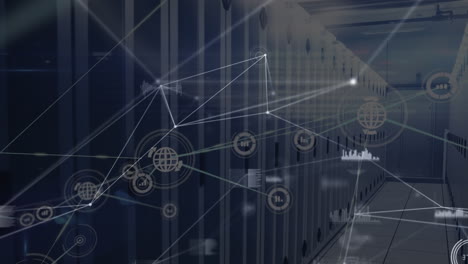 animation of network of connections over server room