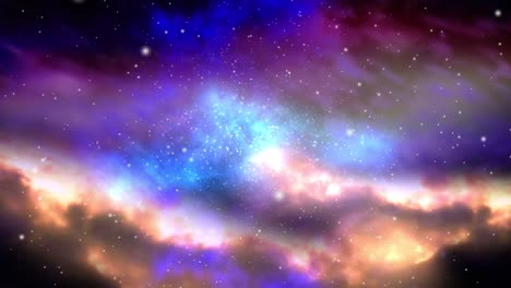 animation of vibrant purple coloured clouds and stars in universe