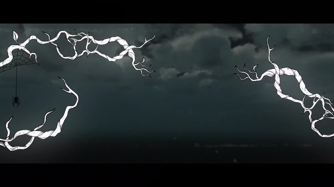 Animation of halloween greetings and branches on night sky background