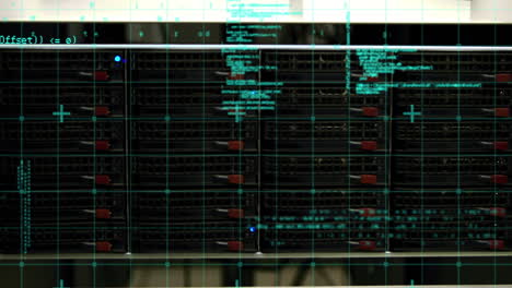 animación del procesamiento de datos en un primer plano del servidor informático