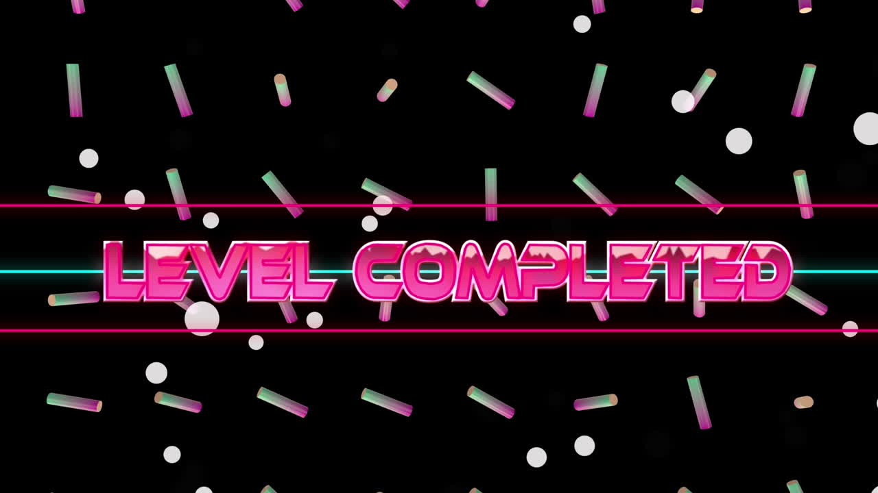 검은색 배경에 선과 다채로운 롤러를 통해 완료 된 수준의 애니메이션