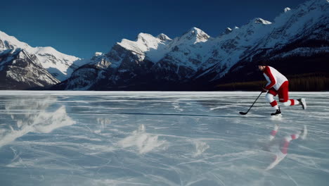 hockey player on frozen lake