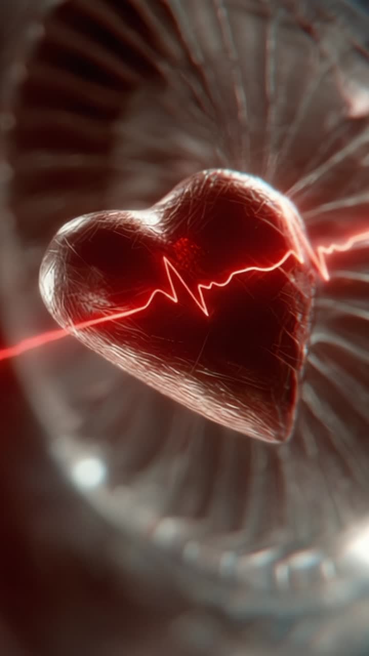 A visually striking representation of a heart with an intricate design, showcasing a heartbeat line emerging from its center, symbolizing vitality and emotion