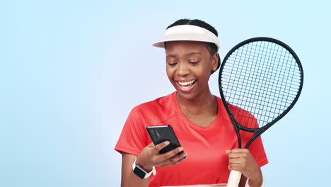 Tennis,-woman-and-phone-in-studio-for-sports-app