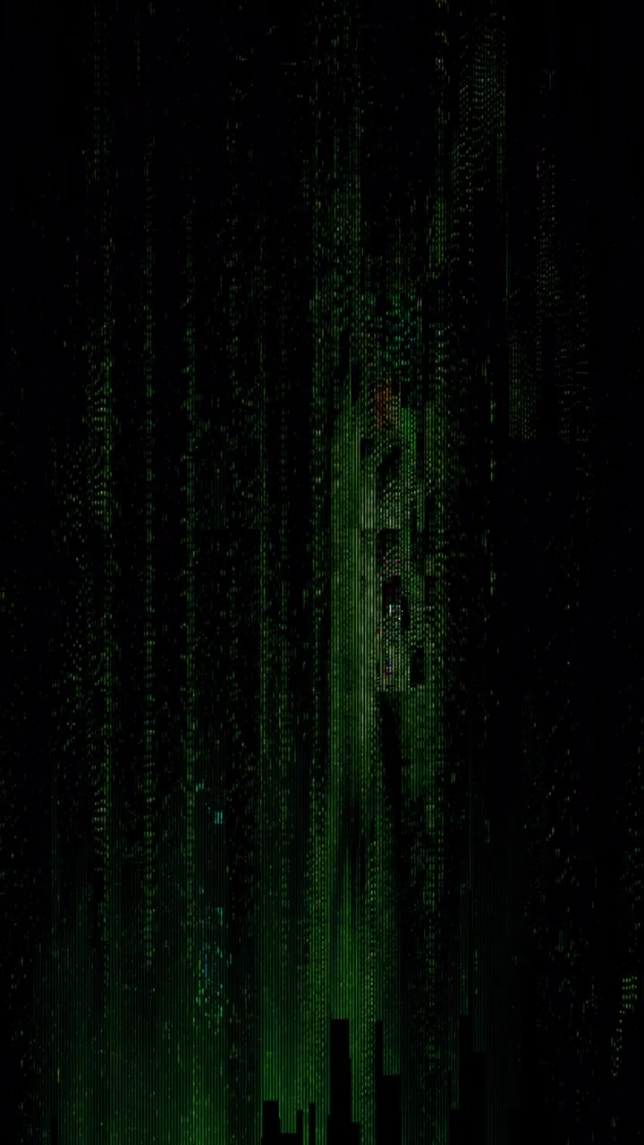 Abstract Digital Glitch Effect with Green Pixels