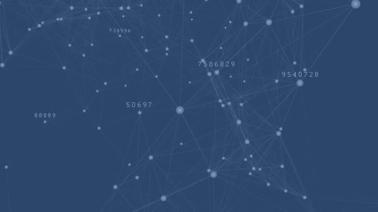 White molecules on blue