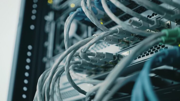 Server Rack with Network Cables