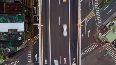 day light taipei city traffic road junction aerial down view 4k timelapse taiwan