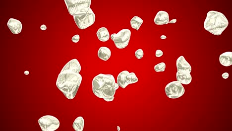 floating silver particles on red background video 4k rendered animation.