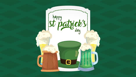 st patricks day animated card with beers and elf hat