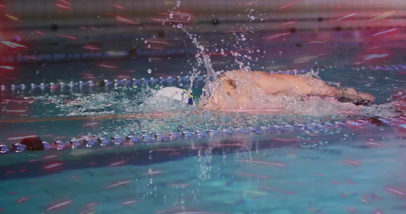 Slow Motion of Swimmer Doing Freestyle Stroke in Pool