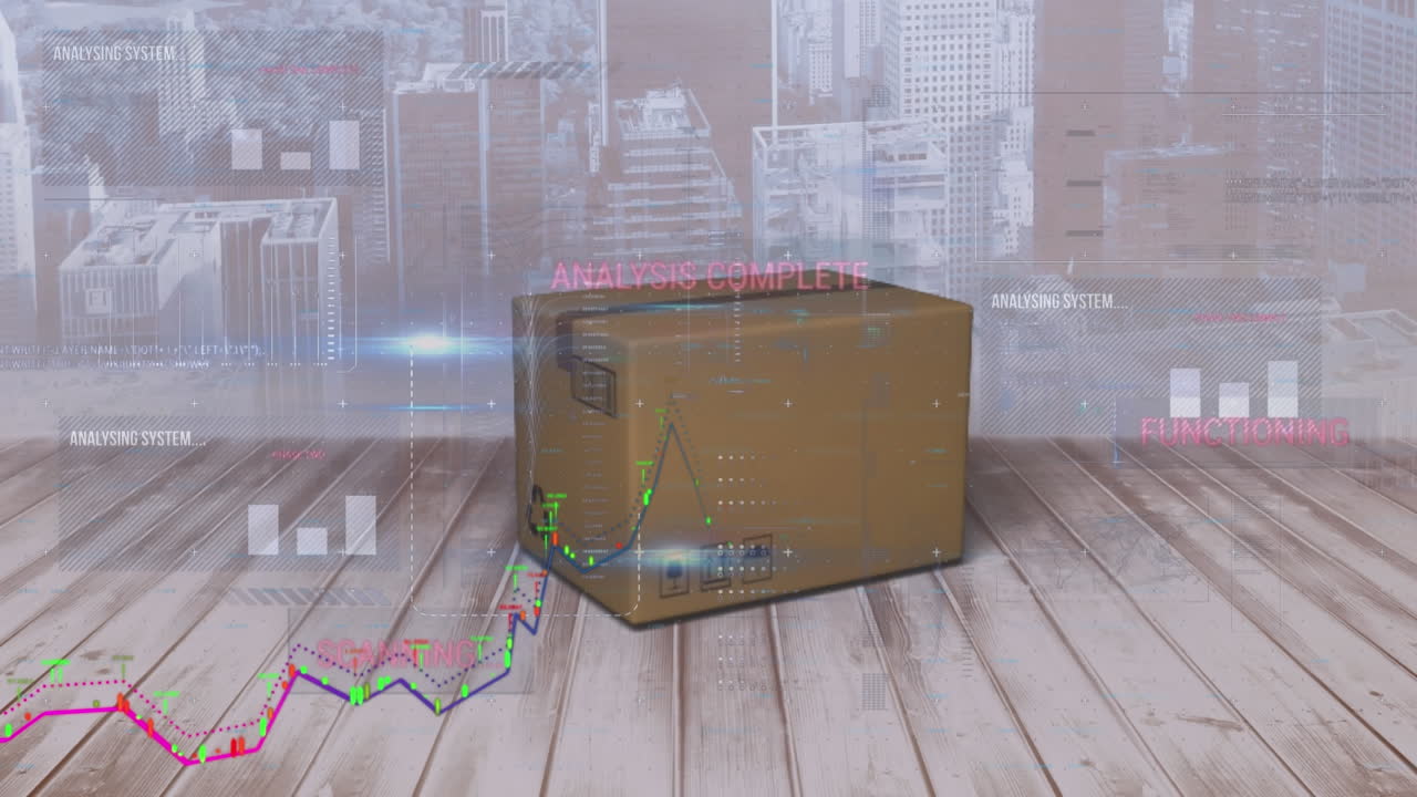 패키지 및 도시 풍경에 대한 그래프 및 금융 데이터의 애니메이션